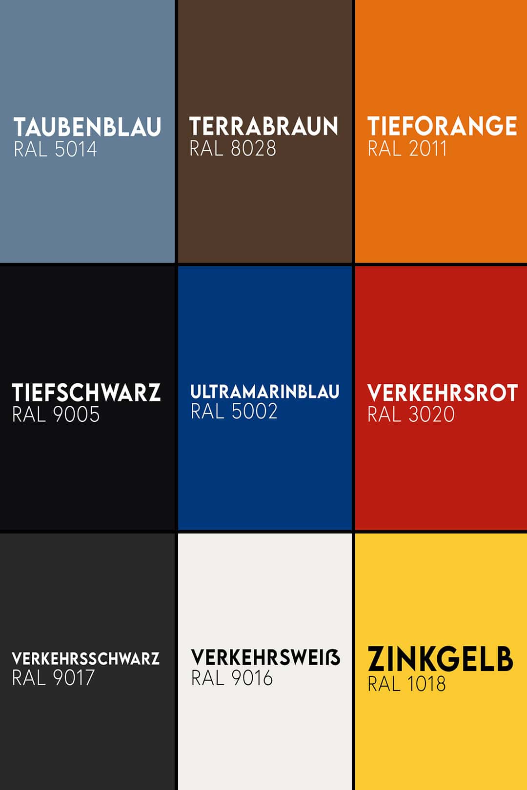 RAL Farbtabelle